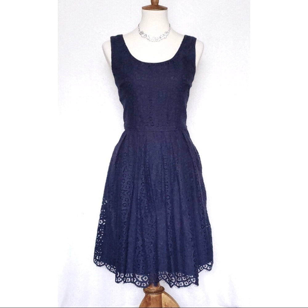 J. Crew Navy Swirling Lace Dress